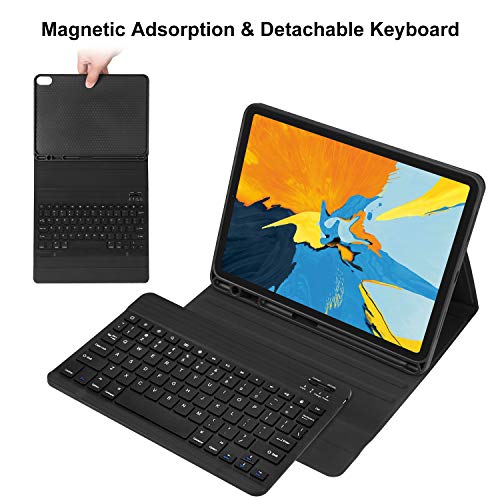 Magnetically Detachable Auto Sleep Keyboard with Pencil Holder Black Maxfree iPad Pro 11 Keyboard Case 2018 Support Apple Pencil Charging Full Folio Stand Cover for iPad Pro 11 Inch 2018 